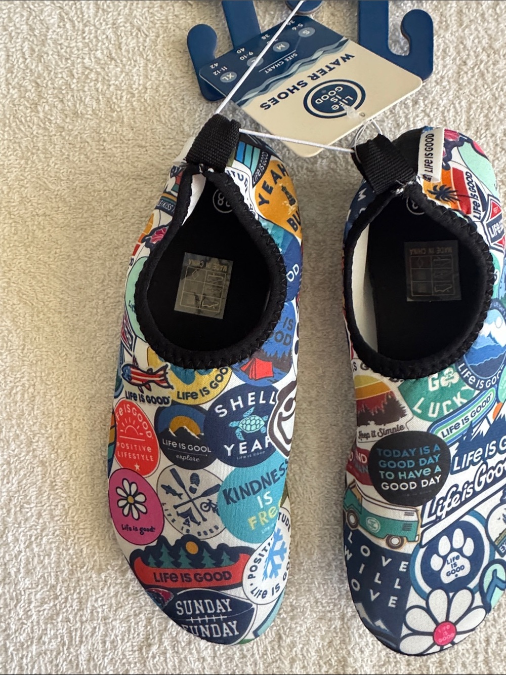 Life Is Good Multicolor Stickers Design Water Shoes - Picture 3 of 10